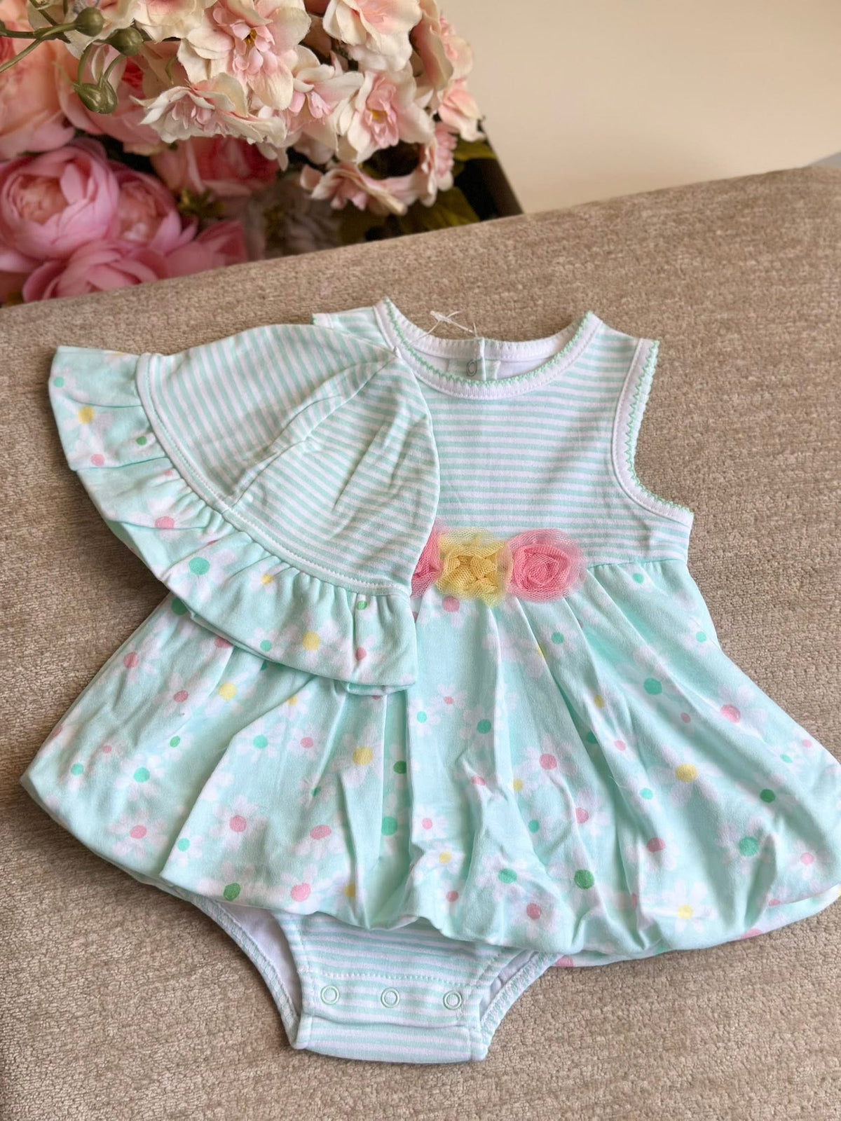Little Me Green Onesie Balloon Dress
