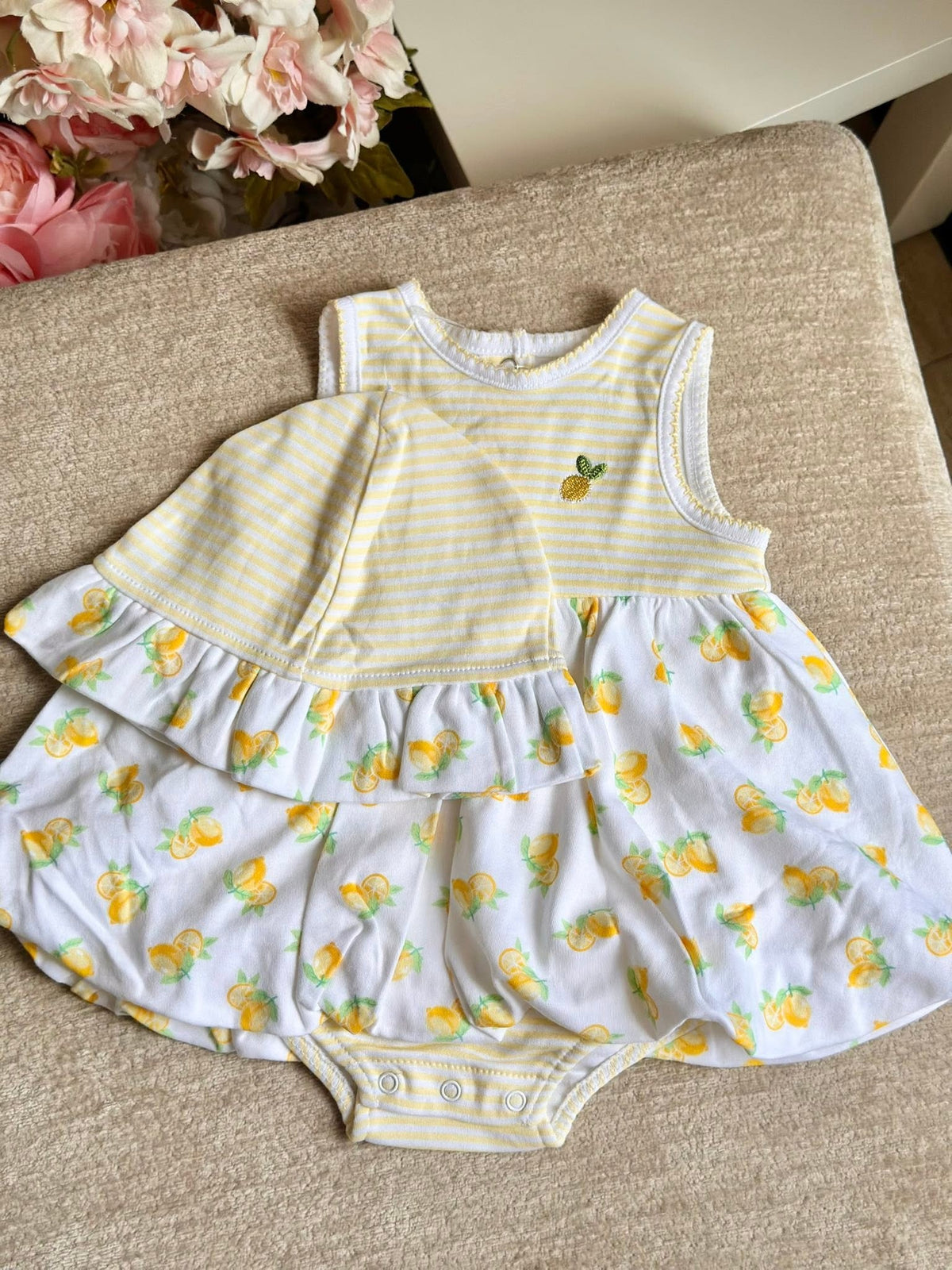 Little Me Yellow Lemon Onesie Balloon Dress