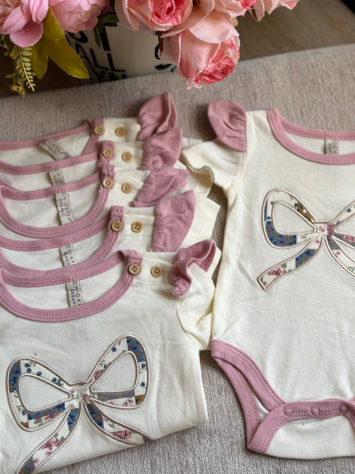 Chickpea Ribbon Onesie
