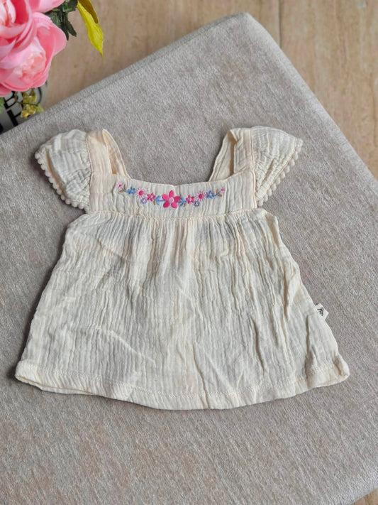 Rabbit Bear Tops "Cream Flower"