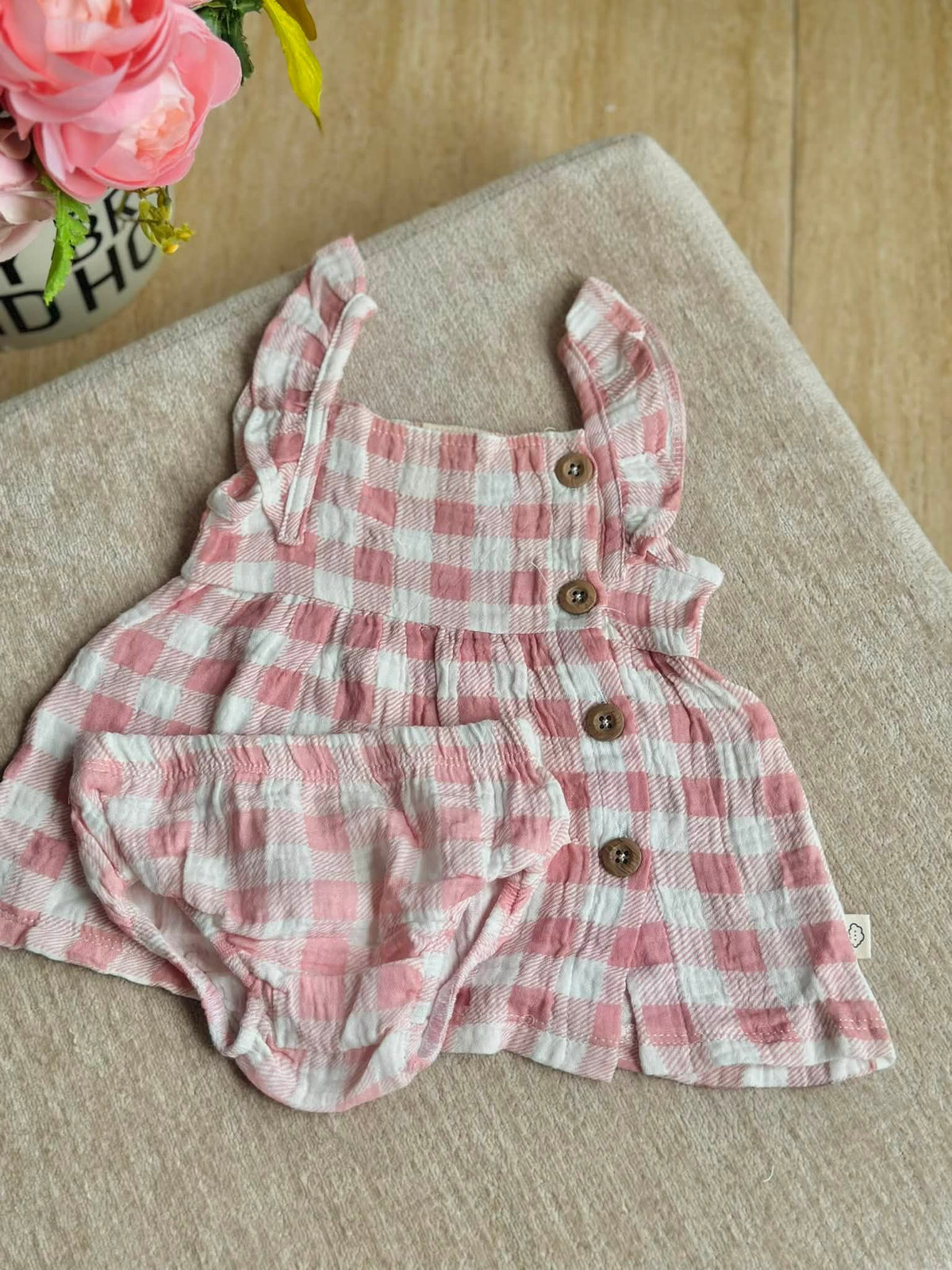Pink Checkered Rabbit Bear Sets