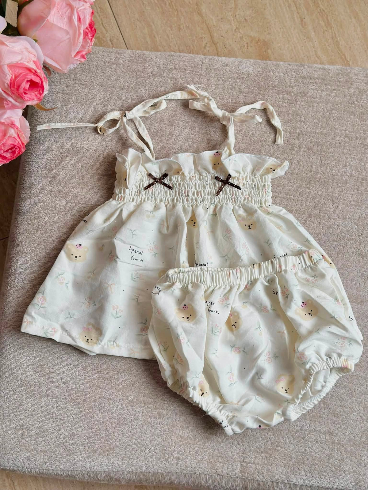 Cream Bear Cute Set