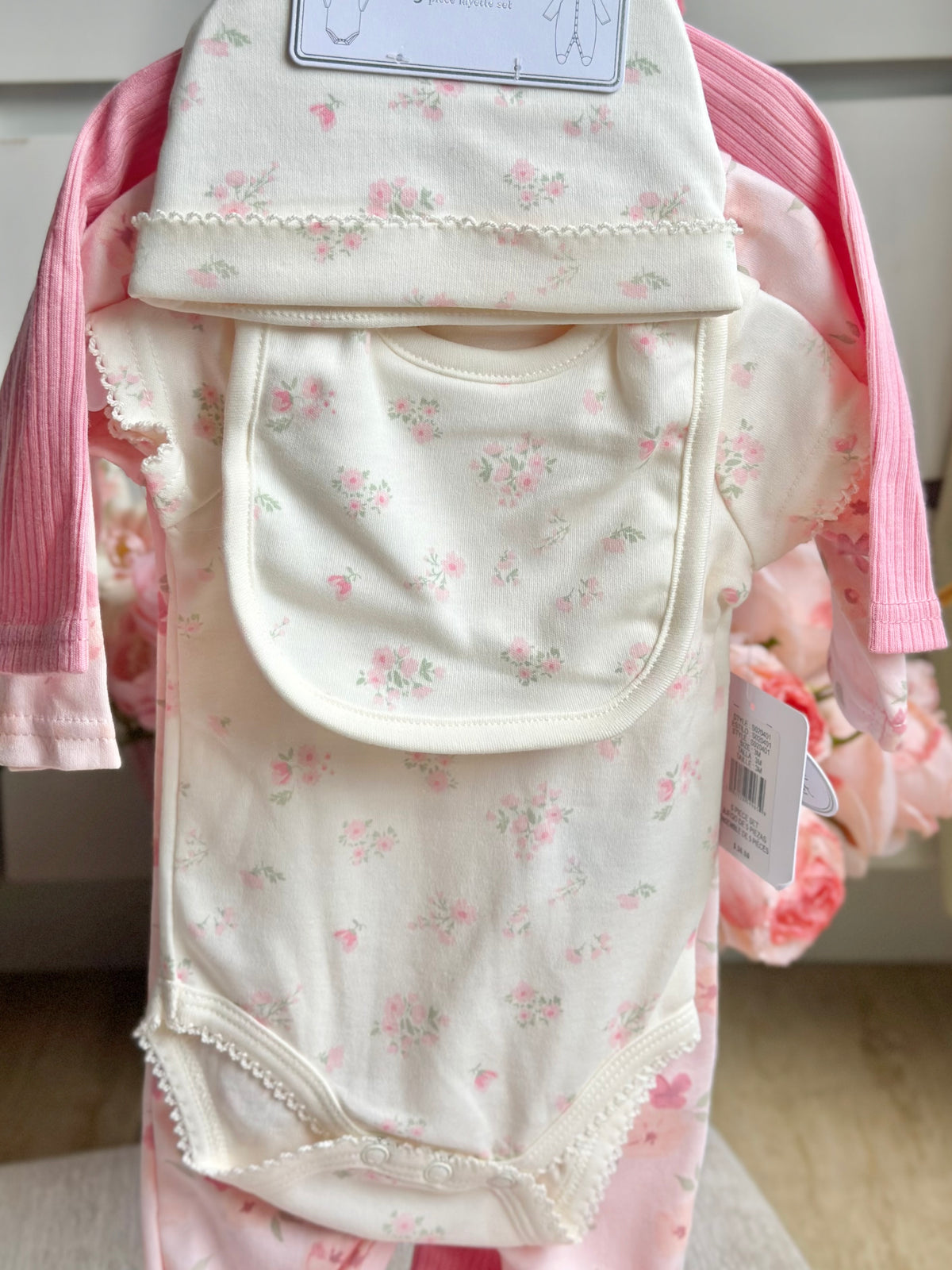 5pc Infant Set in Floral Pink