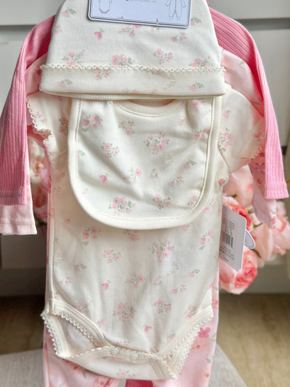 5pc Infant Set in Floral Pink