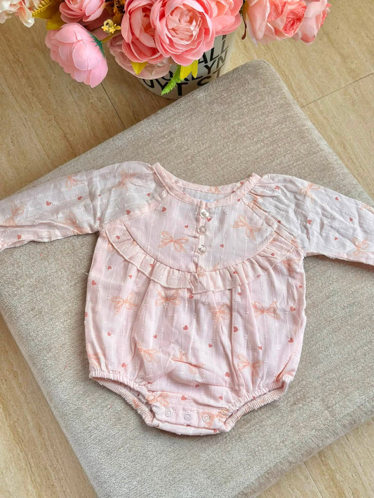 Pink Ribbon Long Sleeve Romper