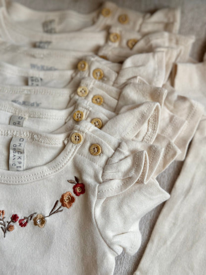 Chickpea Embroidered Flowers Onesie