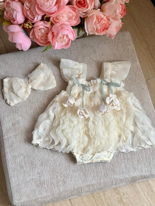 Flower Baptismal with Ribbon