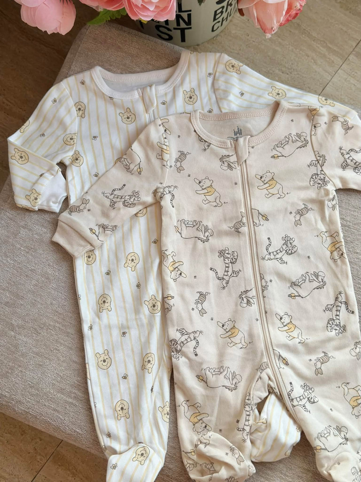 Disney Footed Frogsuits in Beige