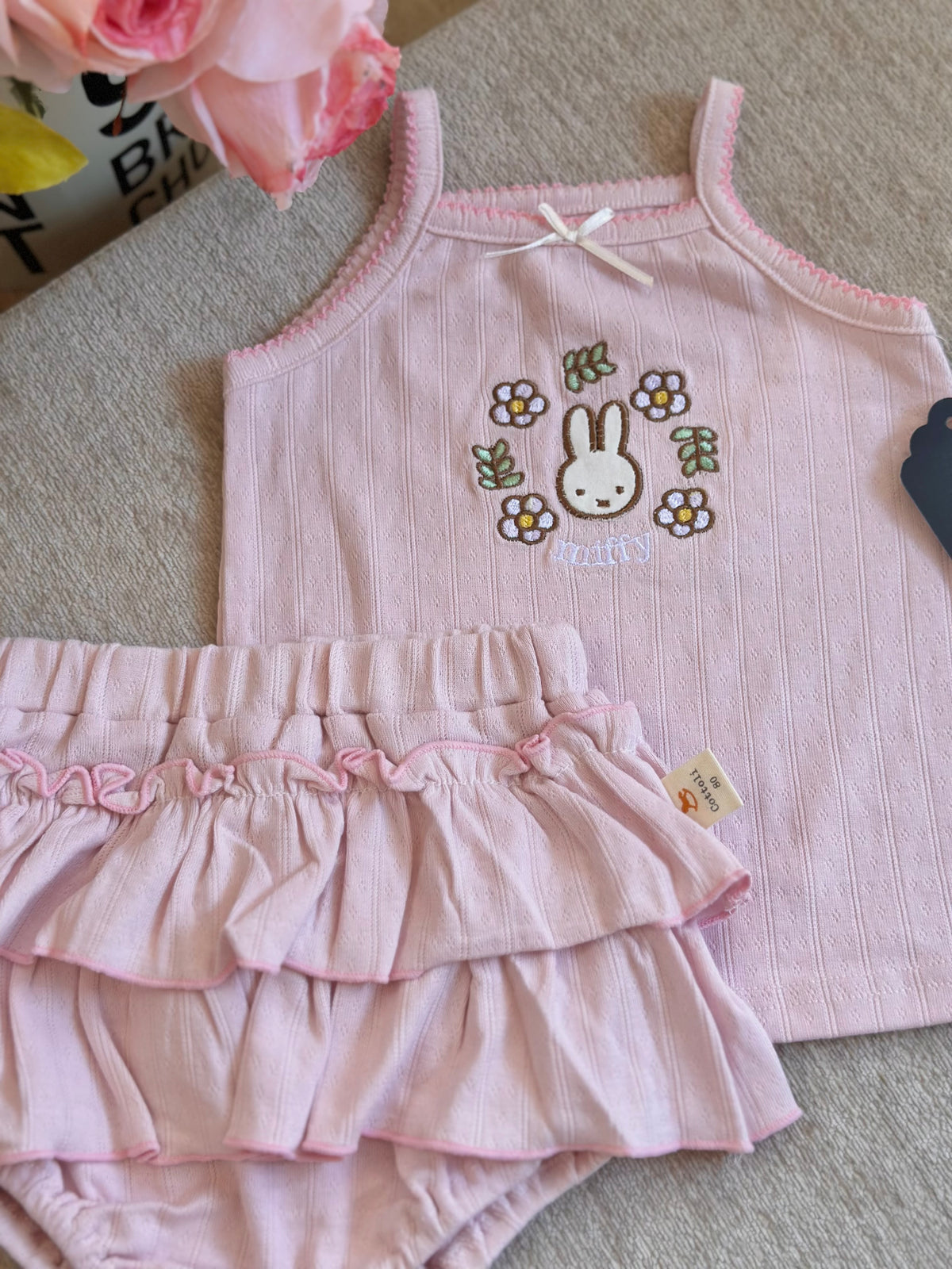 Cottoli 2pc Ruffles Set - Pink Bunny