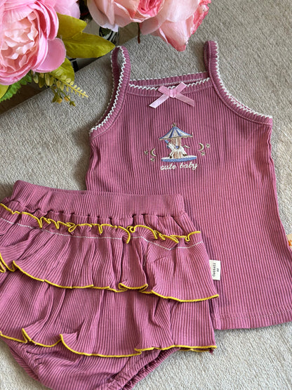 Cottoli 2pc Ruffles Set - Old Rose