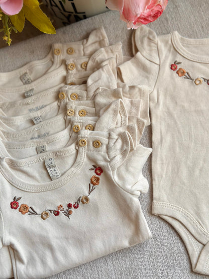 Chickpea Embroidered Flowers Onesie