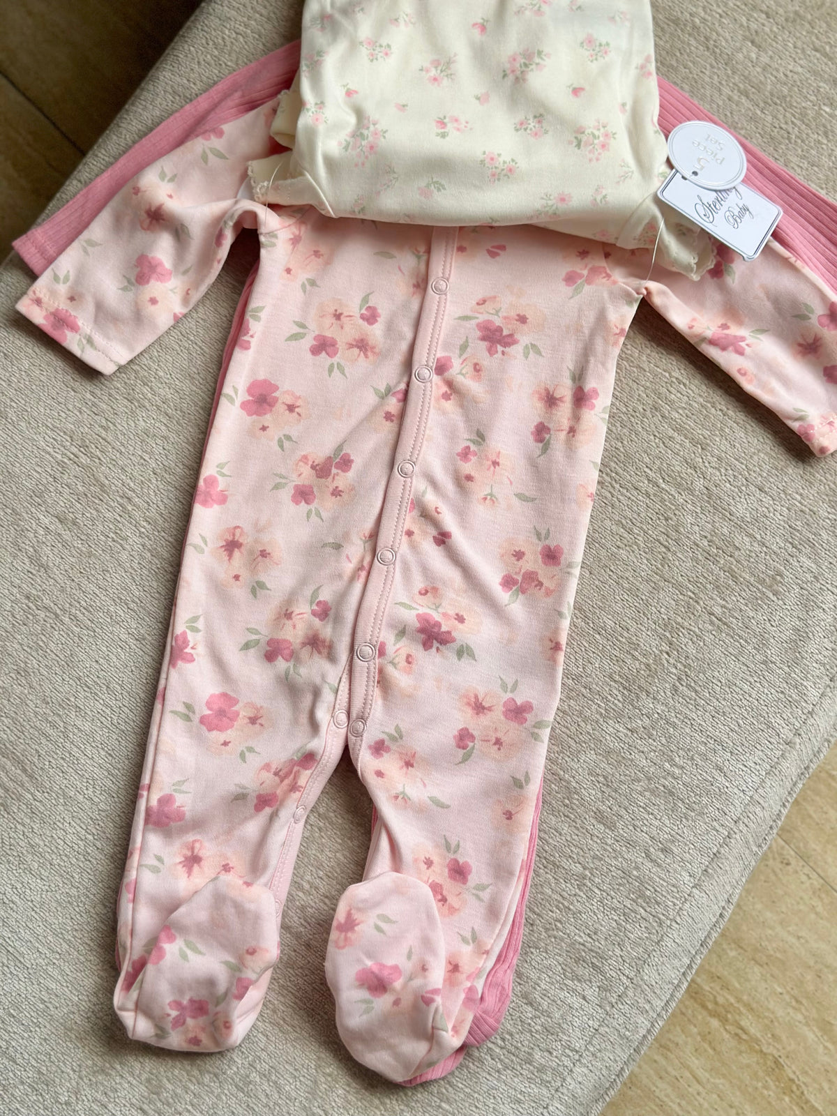 5pc Infant Set in Floral Pink