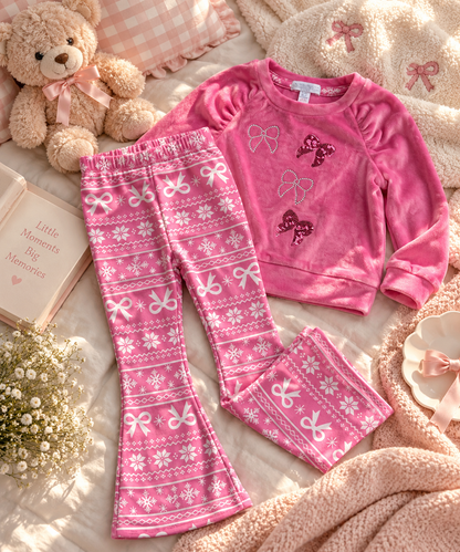 Btween Velvet Pajama Set - Ribbons