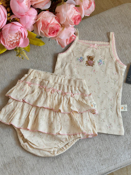 Cottoli 2pc Ruffles Set - Cream