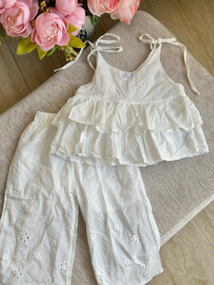 White Eyelet Summer Terno Pants