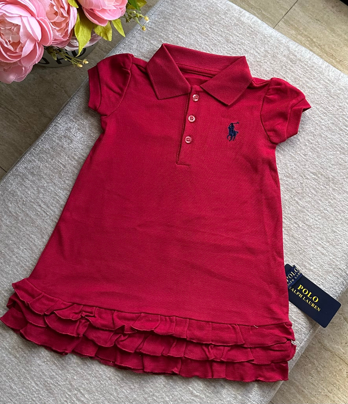 B3 RL Ruffles Dress - Dark Red (Black Logo)