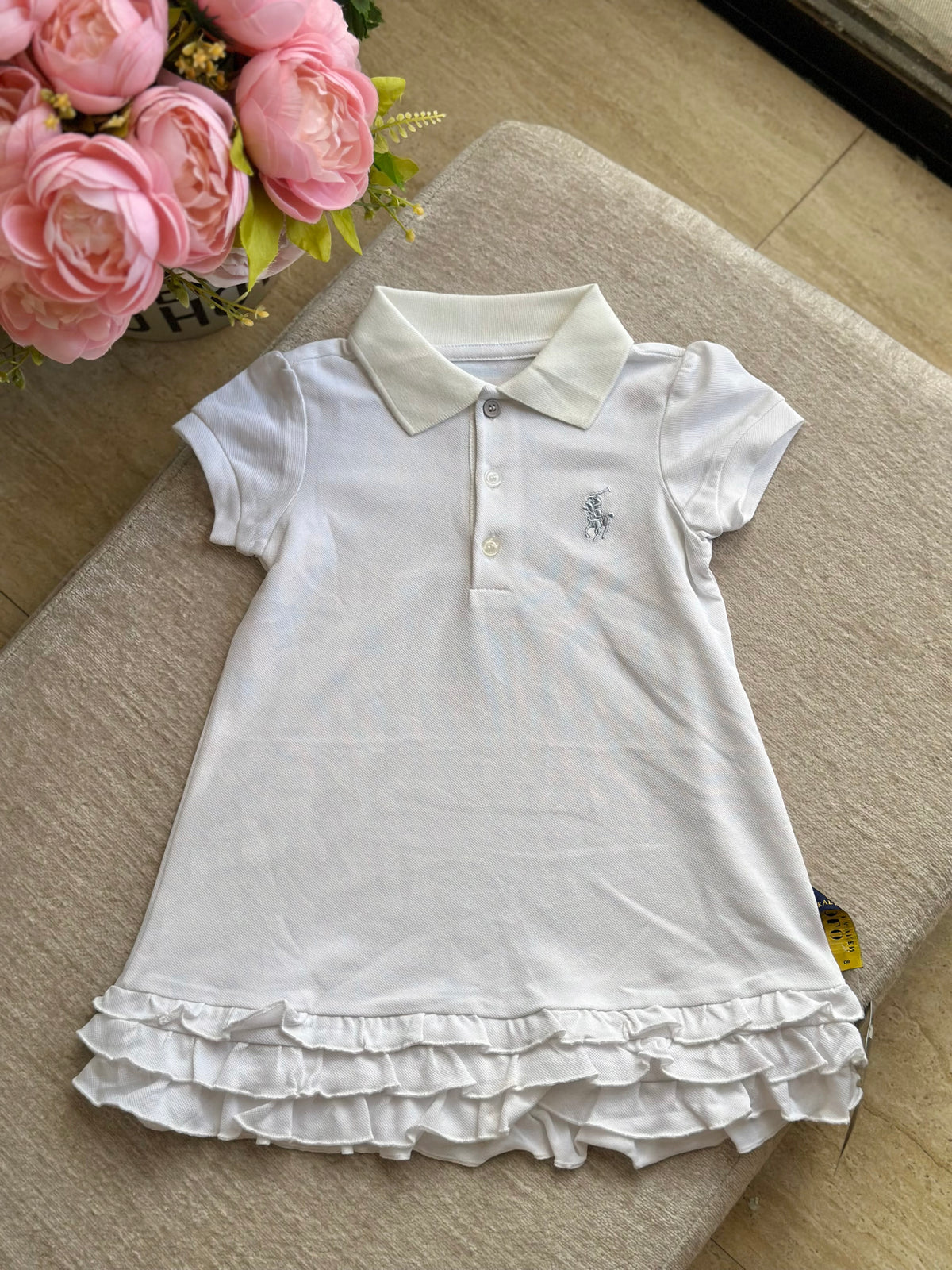 B3 RL Ruffles Dress - White (Off White Collar)