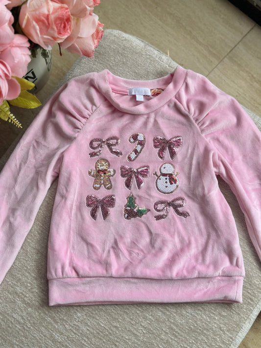 Btween Velvet Pajama Set - Pink Christmas