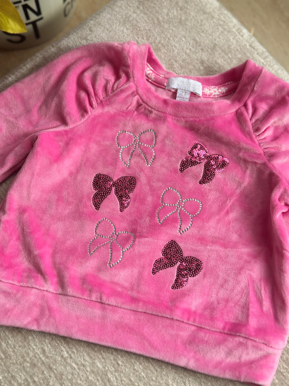 Btween Velvet Pajama Set - Ribbons