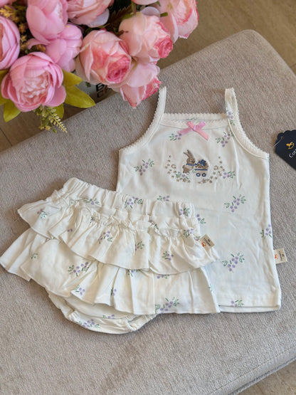 Cottoli 2pc Ruffles Set - White