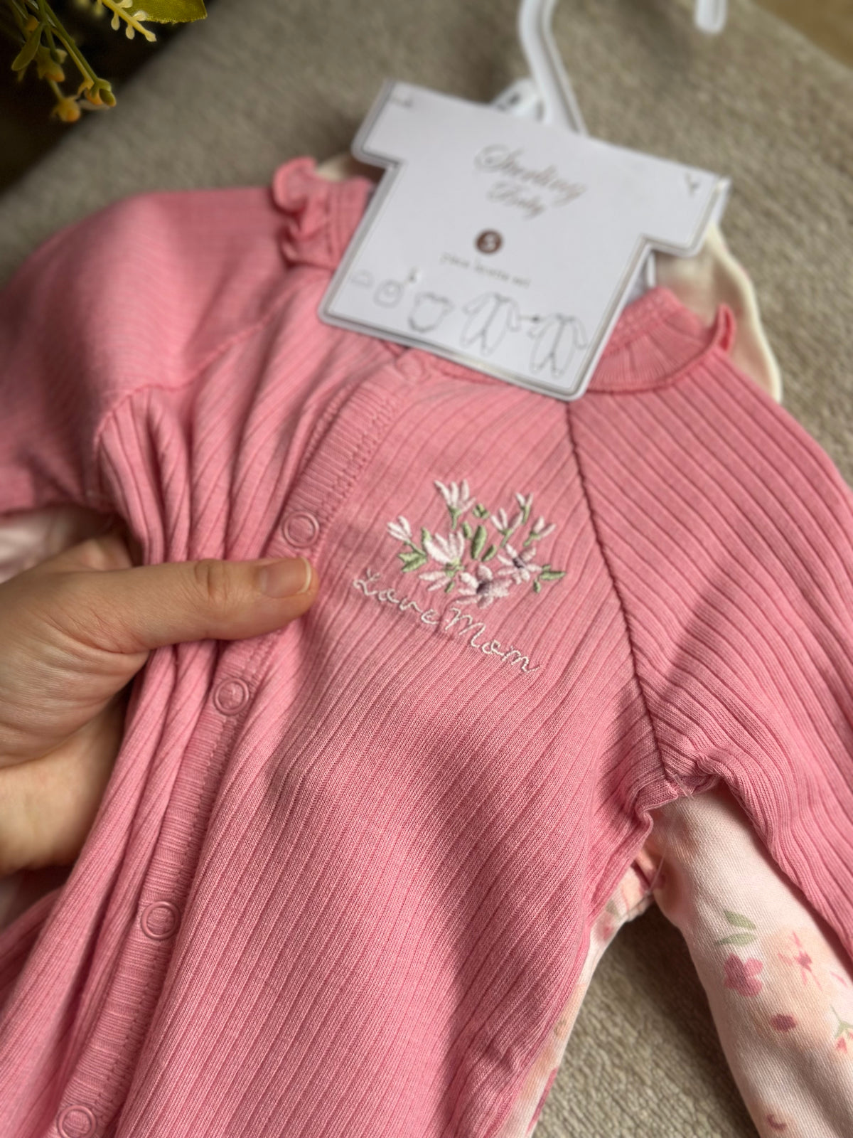 5pc Infant Set in Floral Pink