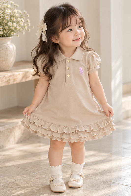 B3 RL Ruffles Dress - Beige