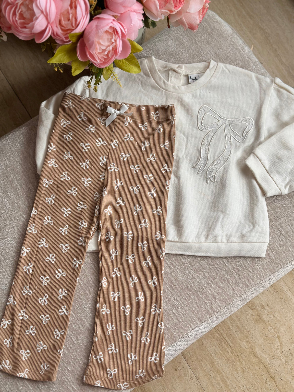 Ribbon Long Sleeves Top and Pants Set