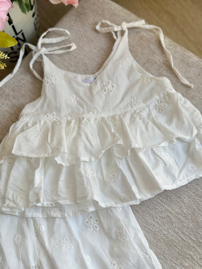 White Eyelet Summer Terno Pants