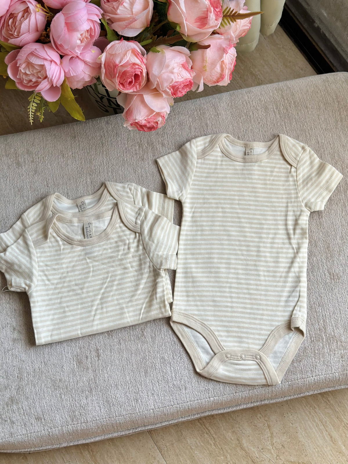 Chickpea Stripes Beige Onesie