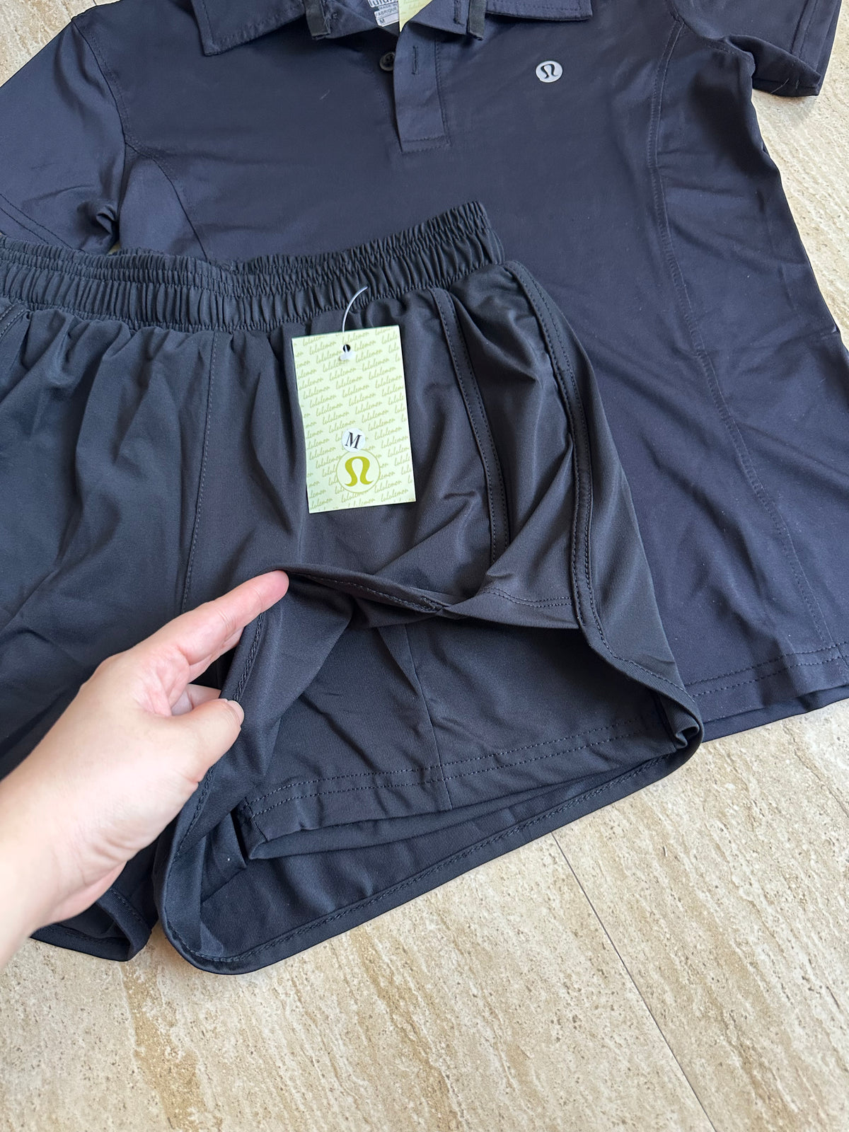 Black Active Wear Short Set