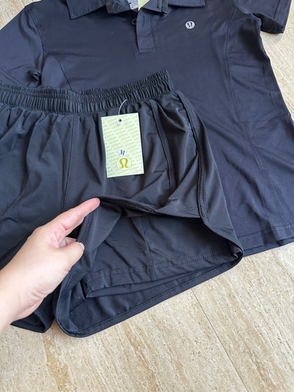 Black Active Wear Short Set