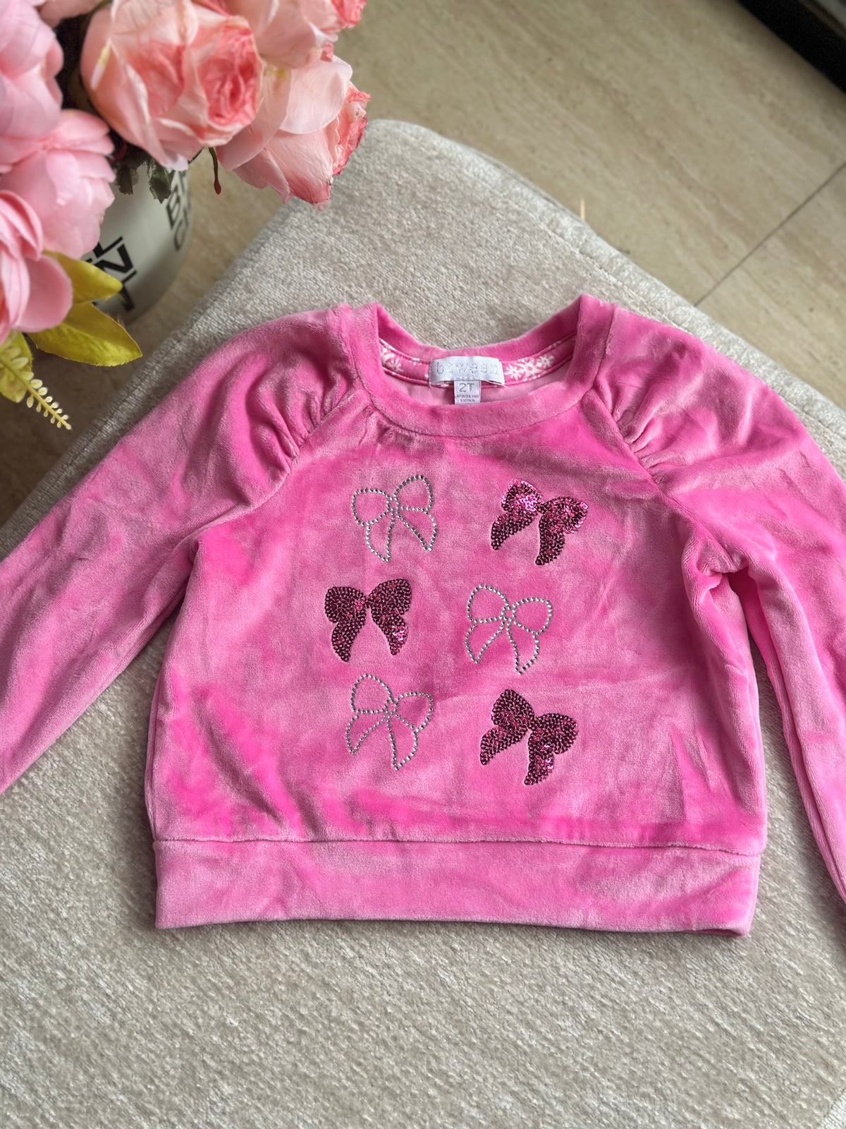 Btween Velvet Pajama Set - Ribbons