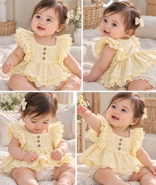 Yellow RZ Eyelet Summer Tops