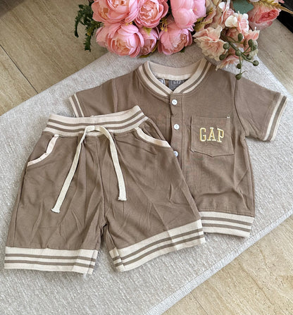 Shirt and Short Set - Brown