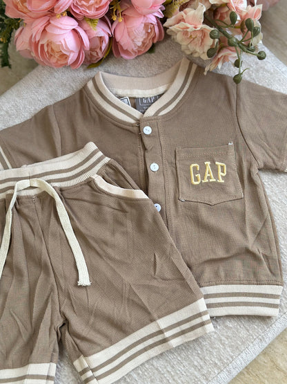 Shirt and Short Set - Brown