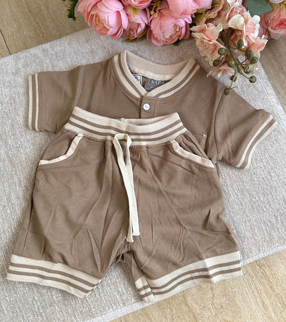 Shirt and Short Set - Brown