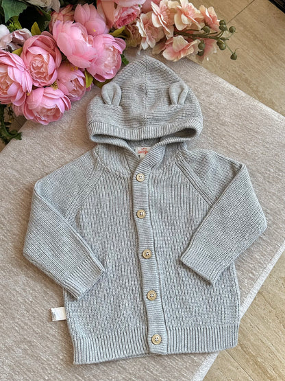 Cat & Jack Knitted Jacket with Hood- Gray