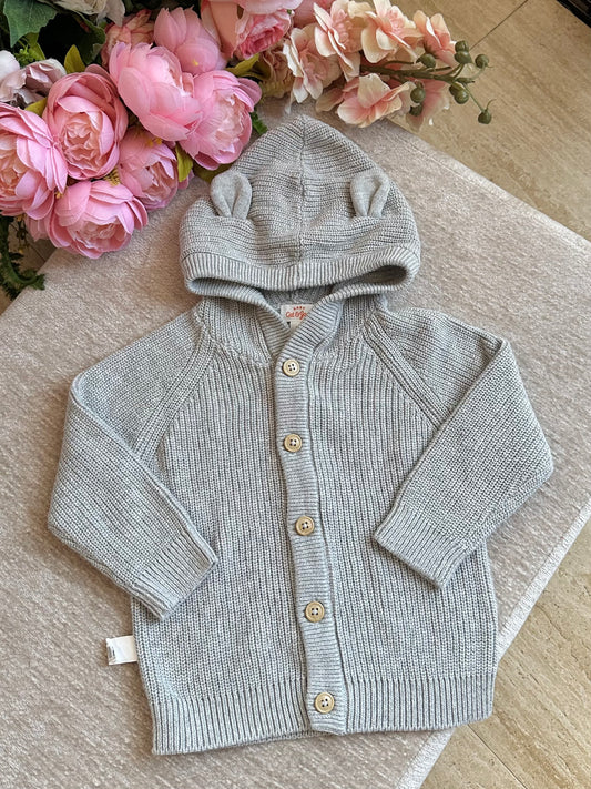 Cat & Jack Knitted Jacket with Hood- Gray