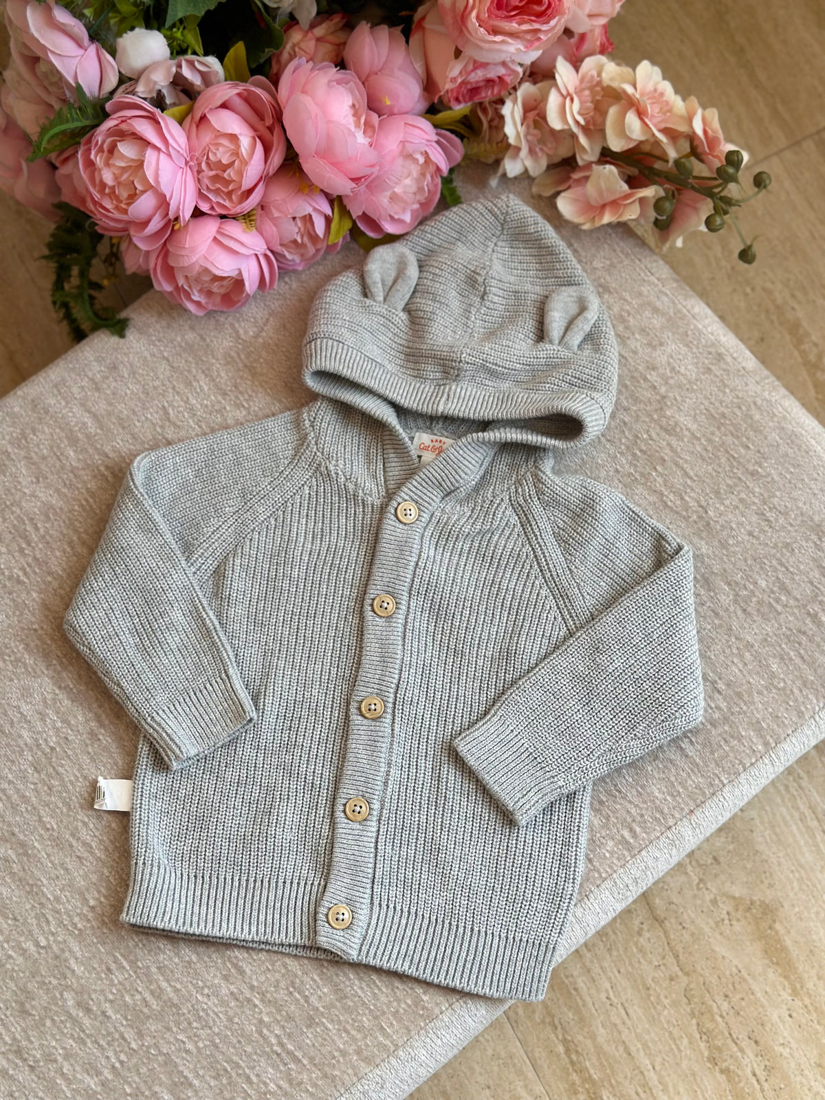 Cat & Jack Knitted Jacket with Hood- Gray