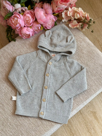 Cat & Jack Knitted Jacket with Hood- Gray