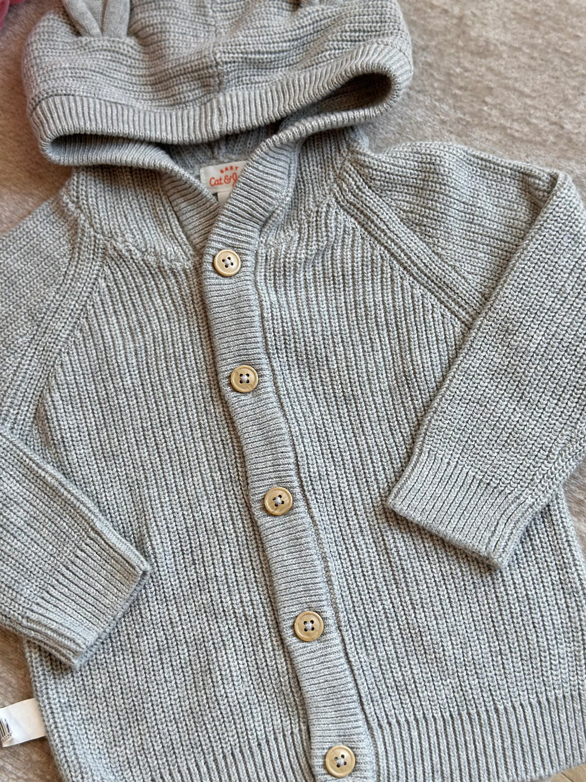 Cat & Jack Knitted Jacket with Hood- Gray
