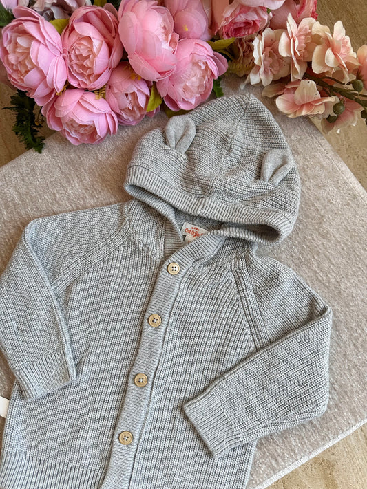 Cat & Jack Knitted Jacket with Hood- Gray