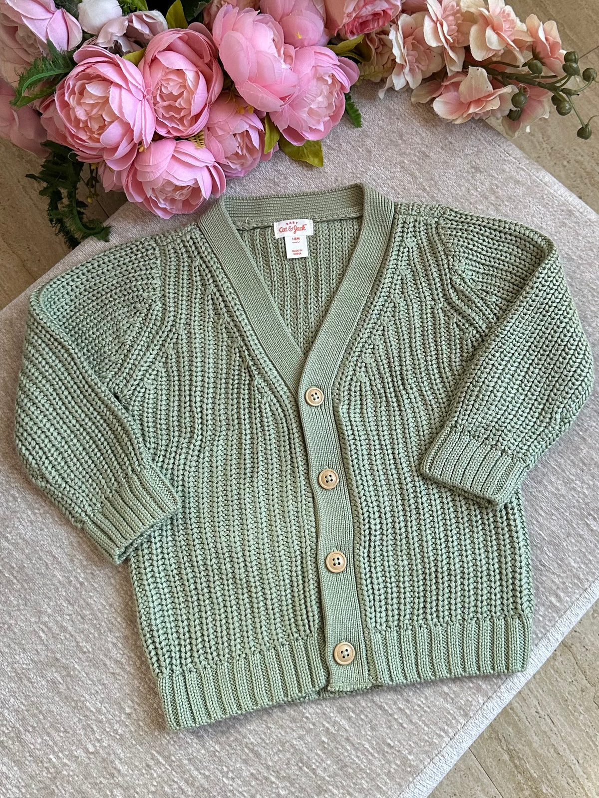 Cat & Jack Knitted Vest Jacket - Green