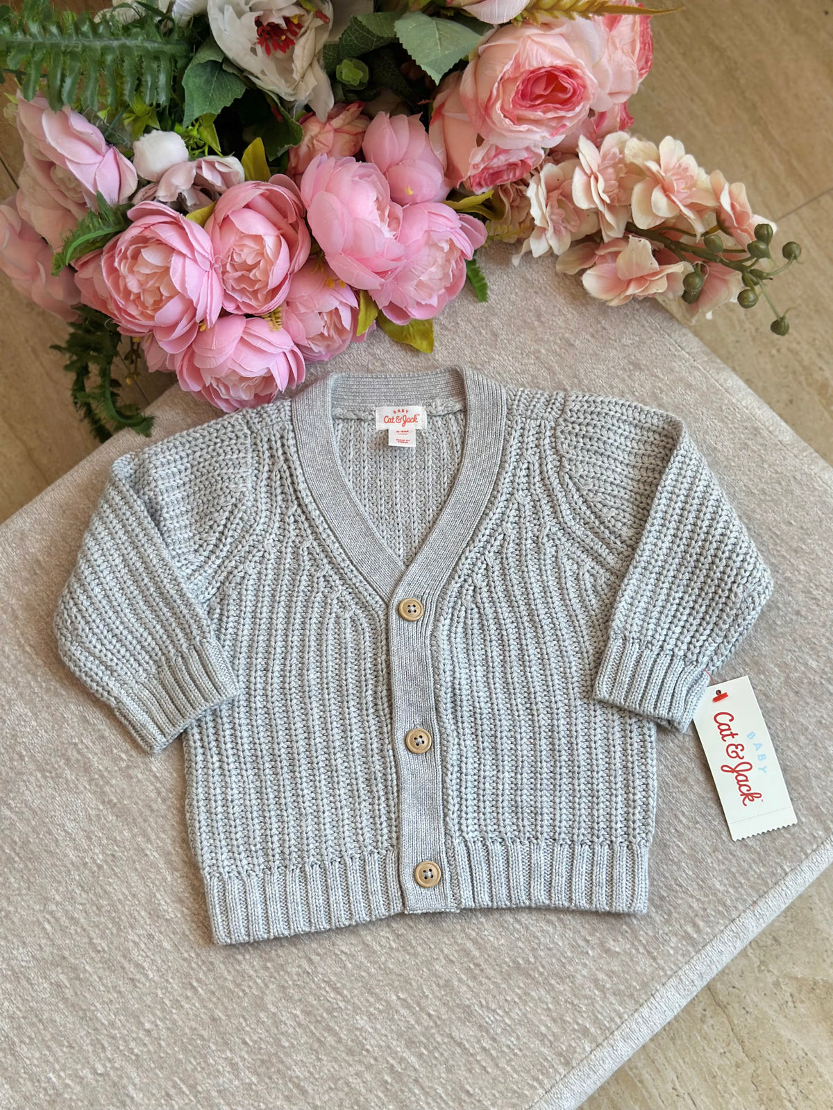 Cat & Jack Knitted Vest Jacket - Gray