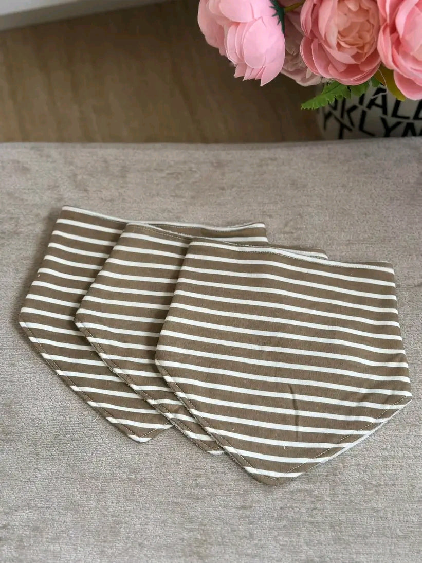Triangular Bibs "Dark Brown Stripes